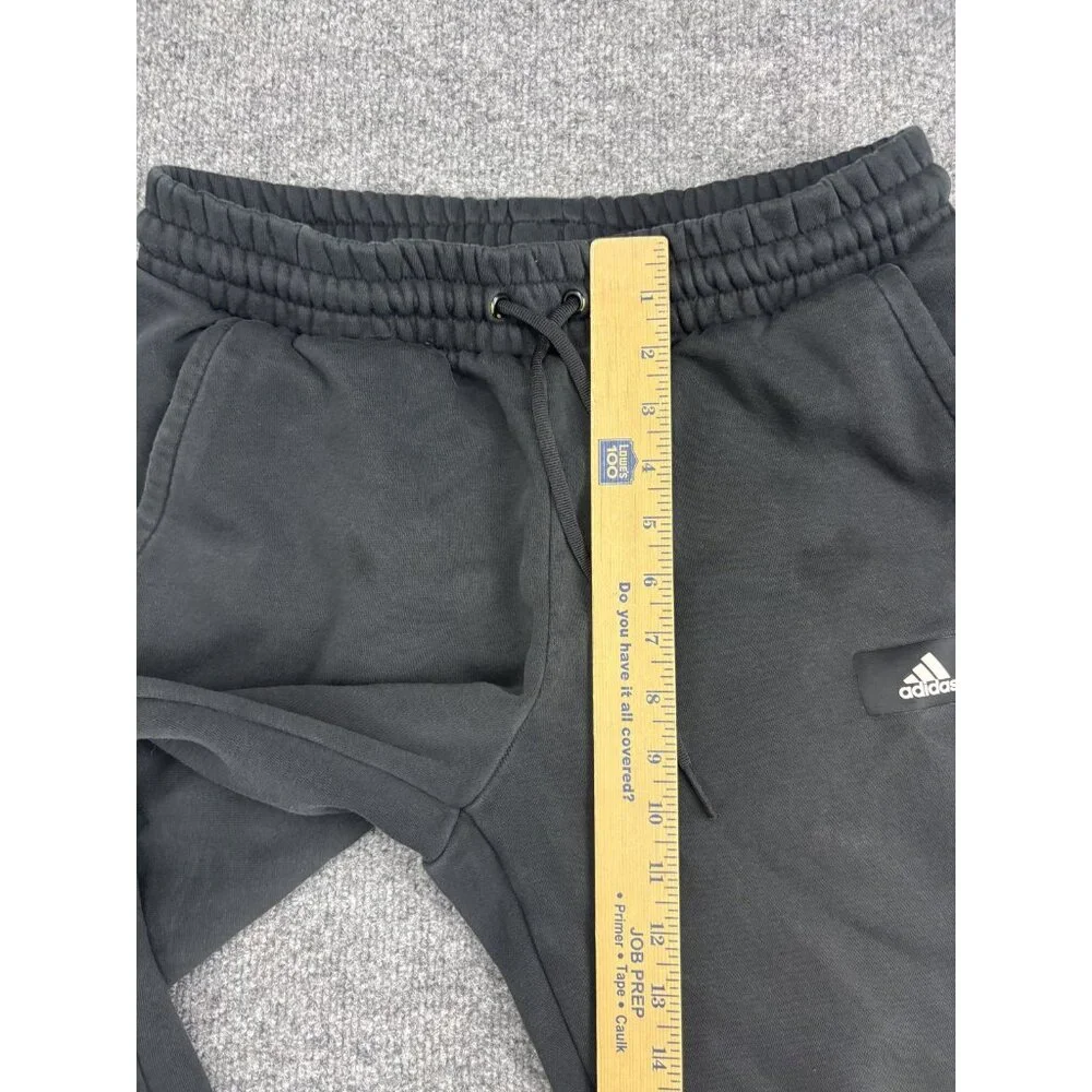 Adidas Sweatpants Mens Medium Black Fleece Joggers Side Stripe Colorblock Logo - Picture 4 of 10